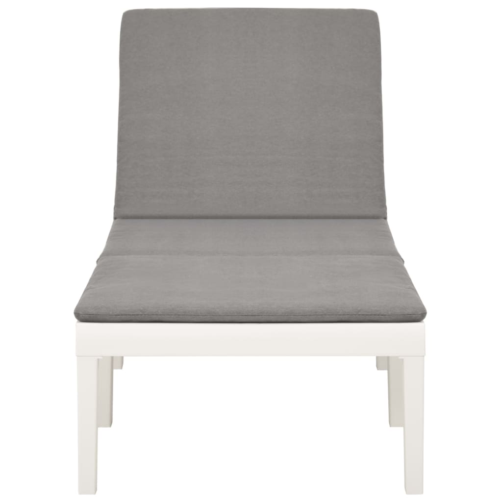 vidaXL Sun Lounger with Cushion Plastic White