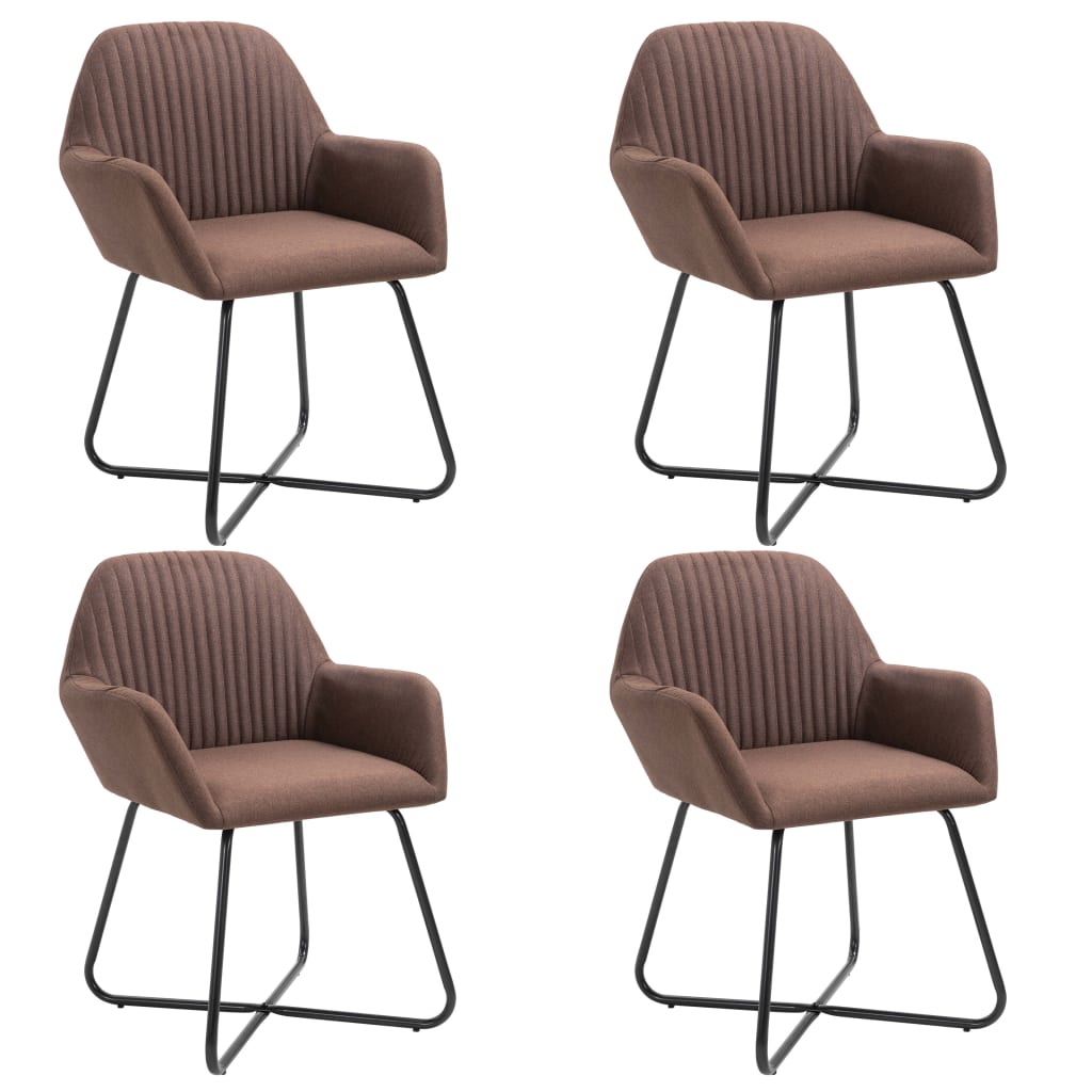 vidaXL Dining Chairs 4 pcs Brown Fabric