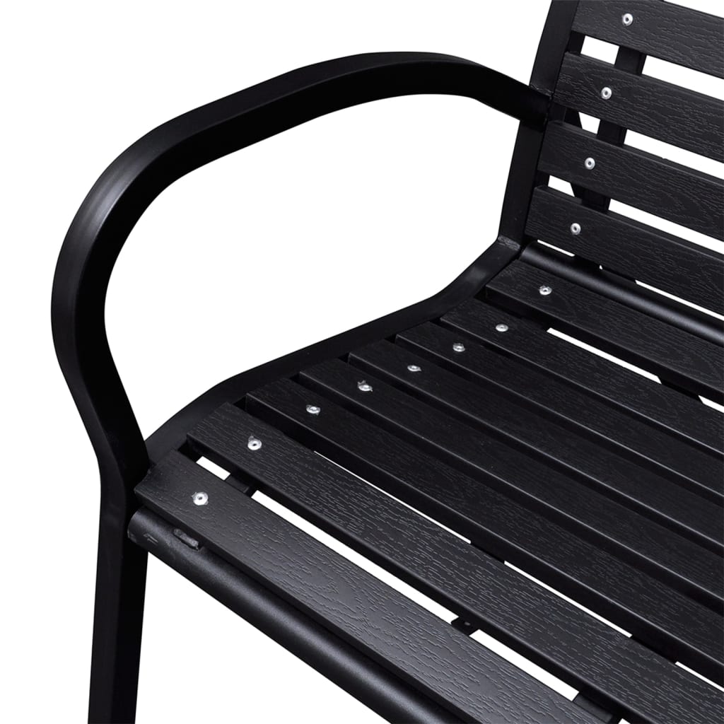 vidaXL Garden Bench Black 116 cm Steel and WPC