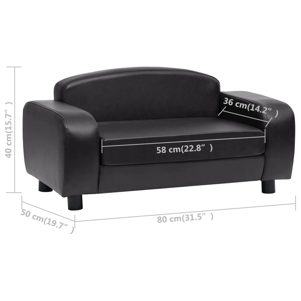 vidaXL Dog Sofa Black 80x50x40 cm Faux Leather