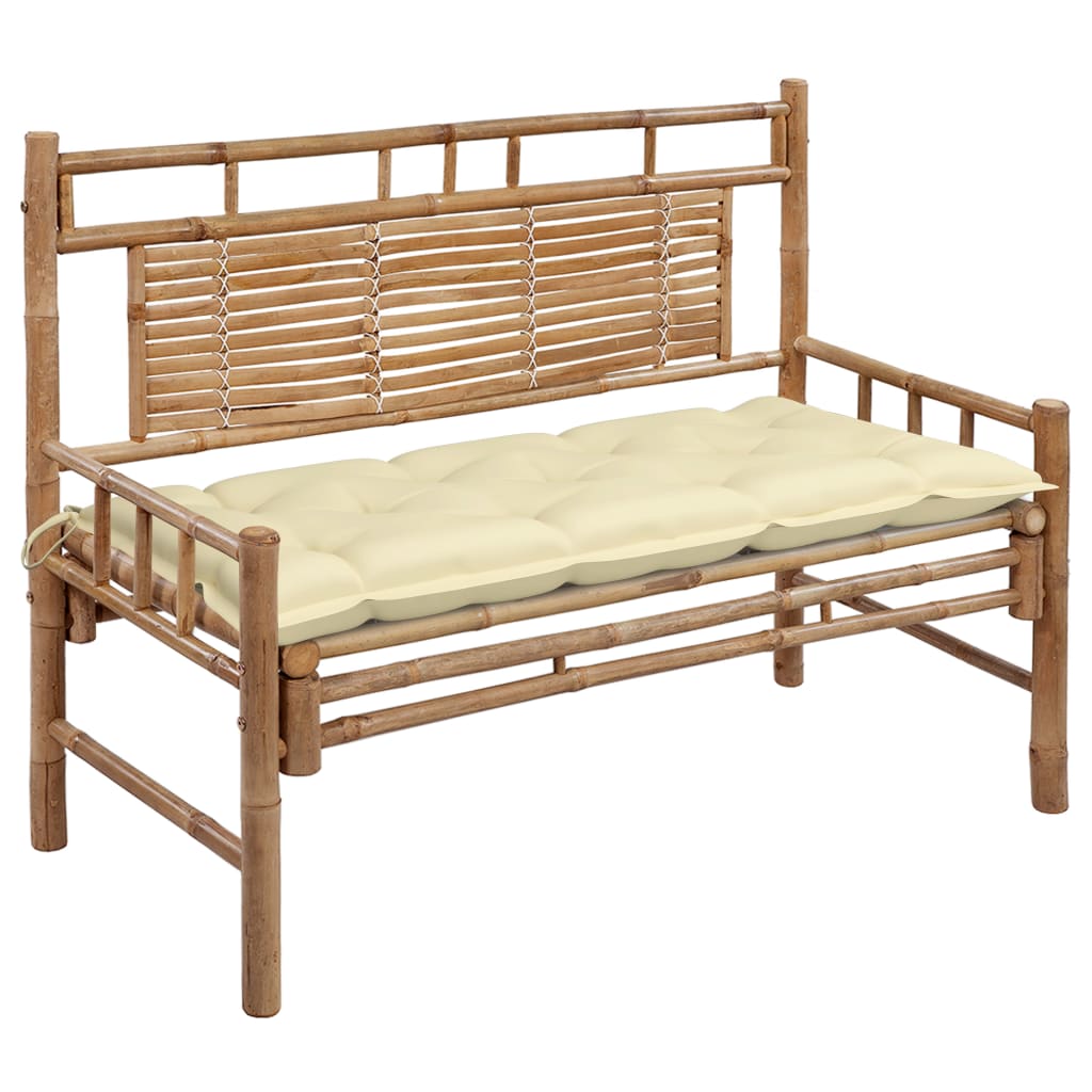 vidaXL Garden Bench with Cushion 120 cm Bamboo