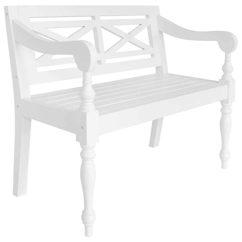 vidaXL Batavia Bench 98 cm Solid Mahogany Wood White