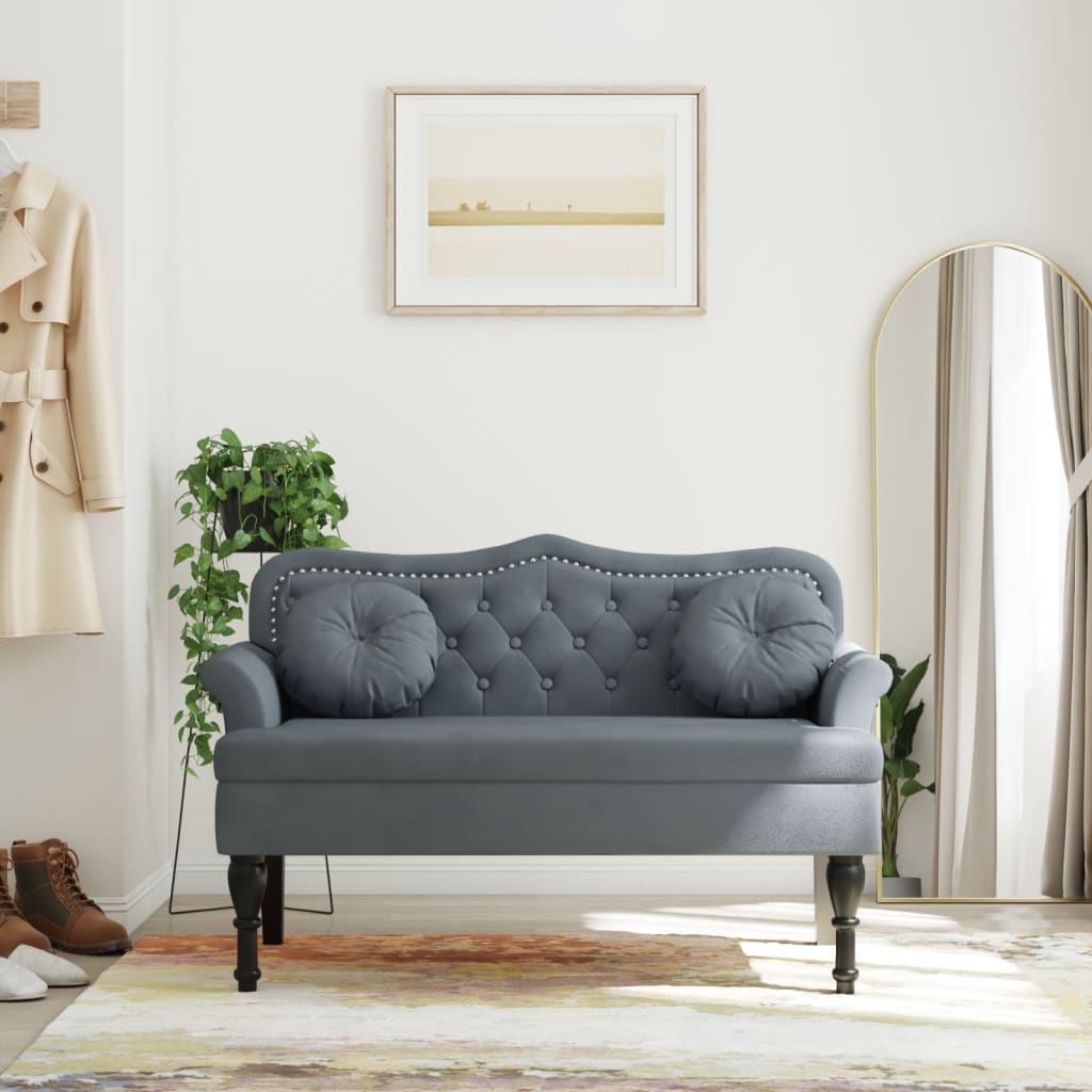 vidaXL Bench with Cushions Dark Grey 120.5x65x75 cm Velvet