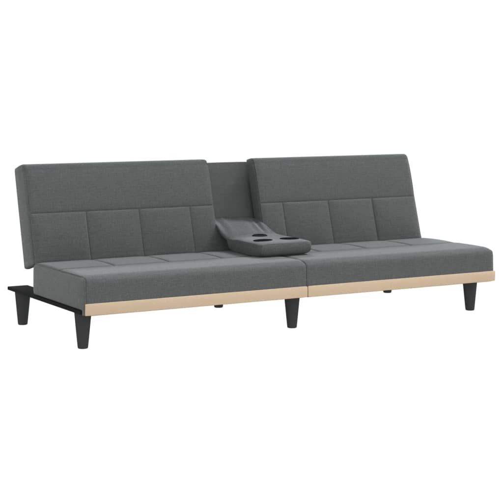 vidaXL Sofa Bed with Cup Holders Dark Grey Fabric