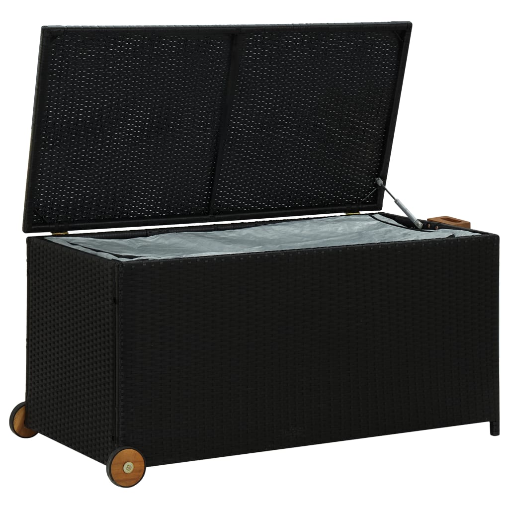 vidaXL Garden Storage Box Black 120x65x61 cm Poly Rattan