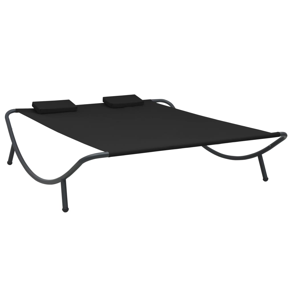 vidaXL Outdoor Lounge Bed Fabric Black