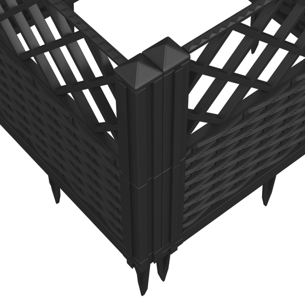 vidaXL Garden Planter with Pegs Black 43.5x43.5x43.5 cm PP