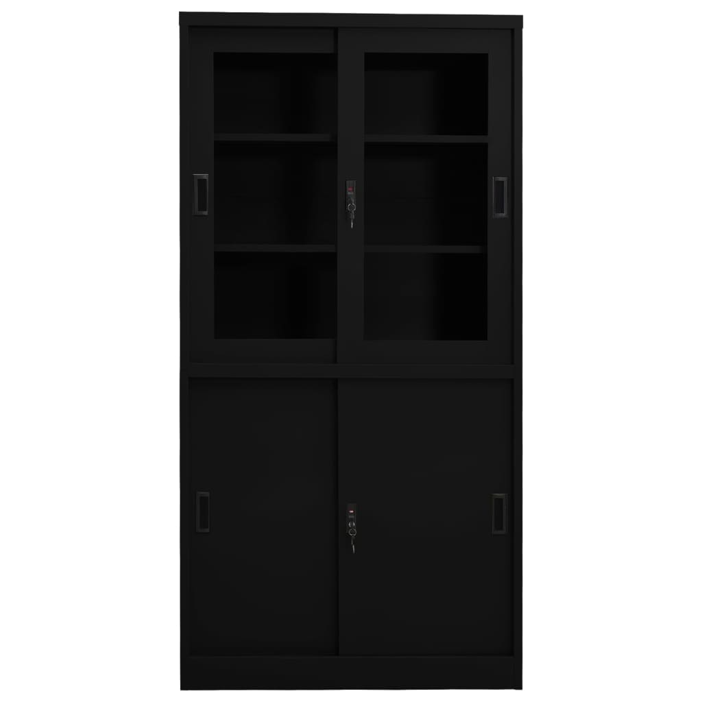 vidaXL Office Cabinet with Sliding Door Black 90x40x180 cm Steel