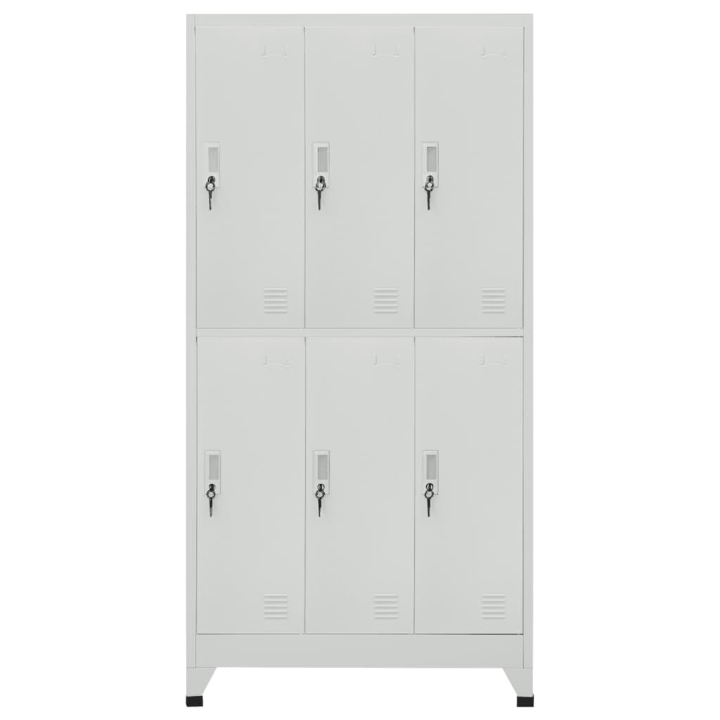 vidaXL Locker Cabinet with 6 Compartments Steel 90x45x180 cm Grey