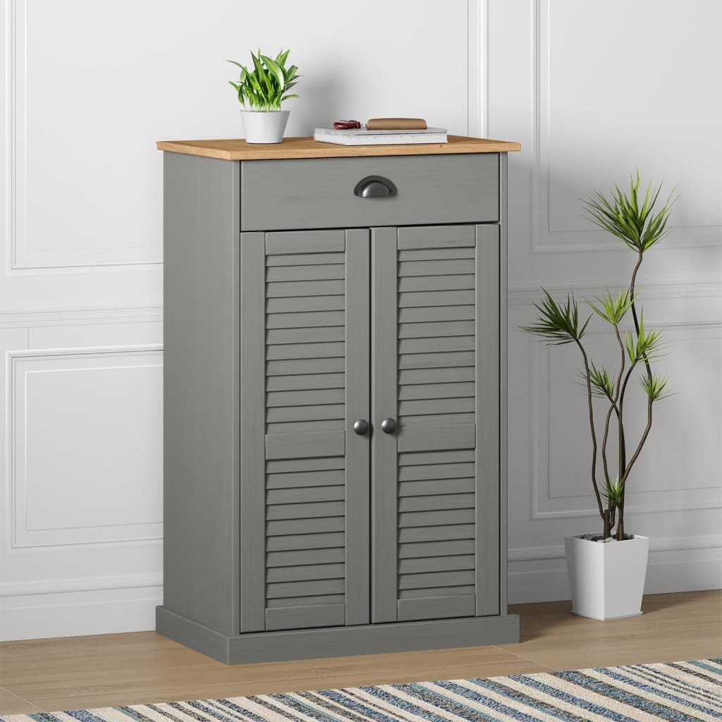 vidaXL Shoe Cabinet VIGO Grey 60x35x96 cm Solid Wood Pine