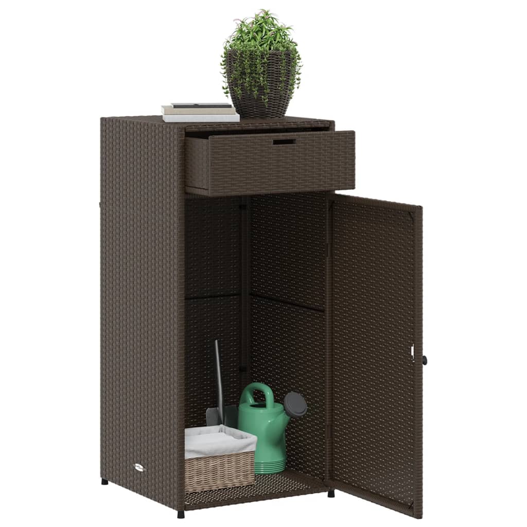 vidaXL Garden Storage Cabinet Brown 55x55x111 cm Poly Rattan