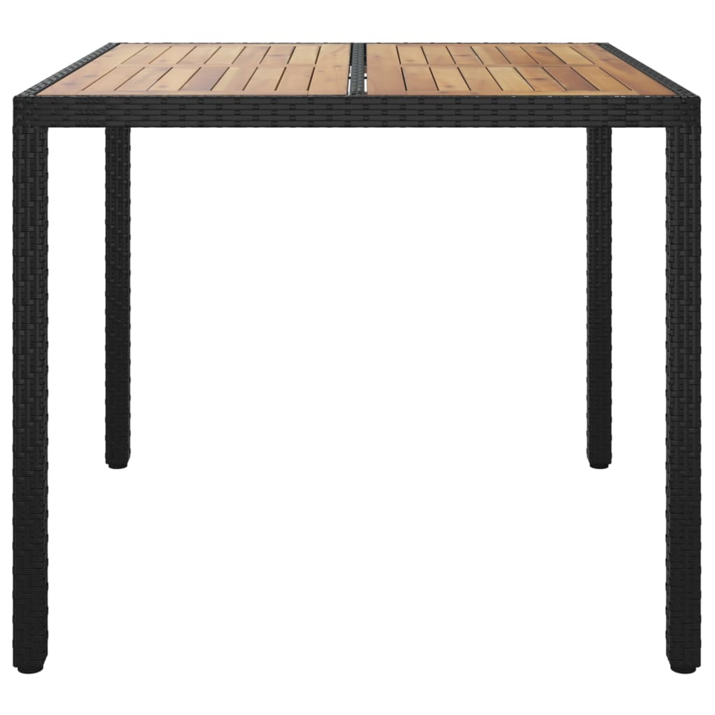 vidaXL Garden Table 90x90x75 cm Poly Rattan and Acacia Wood Black