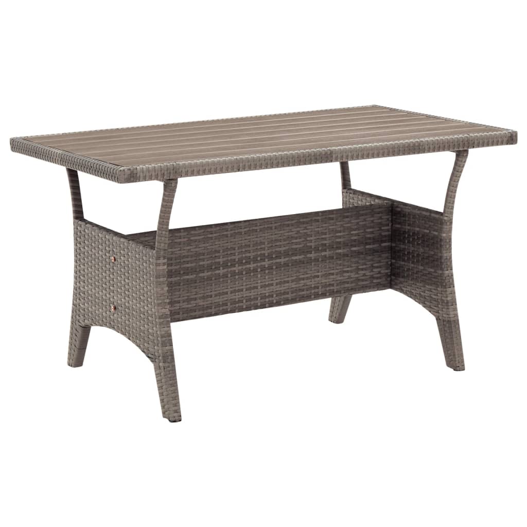 vidaXL Garden Table Grey 120x70x66 cm Poly Rattan