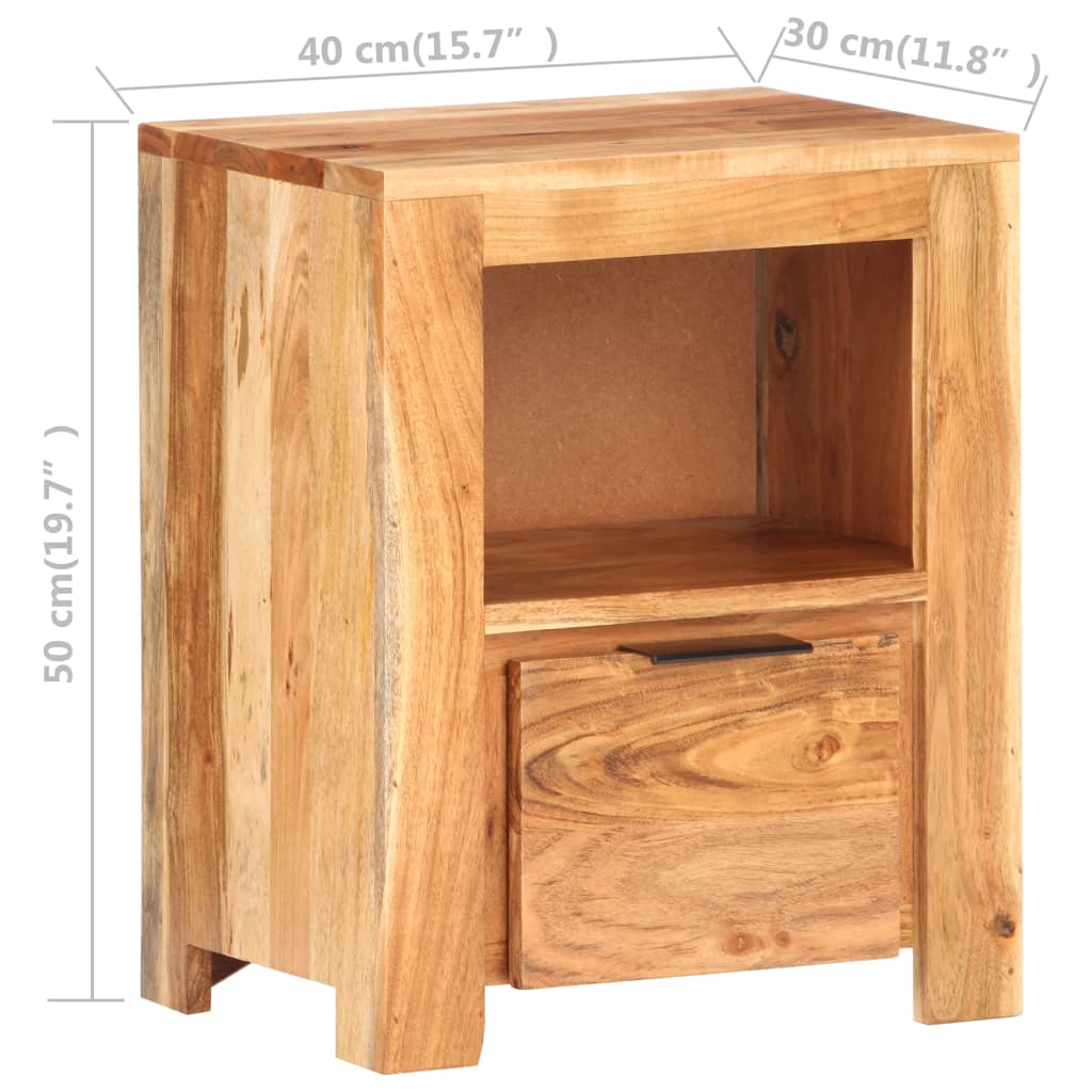 vidaXL Bedside Cabinet 40x30x50 cm Solid Acacia Wood