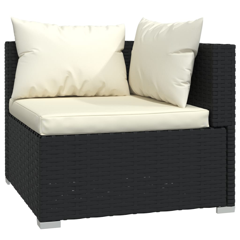 vidaXL 7 Piece Garden Lounge Set with Cushions Black Poly Rattan