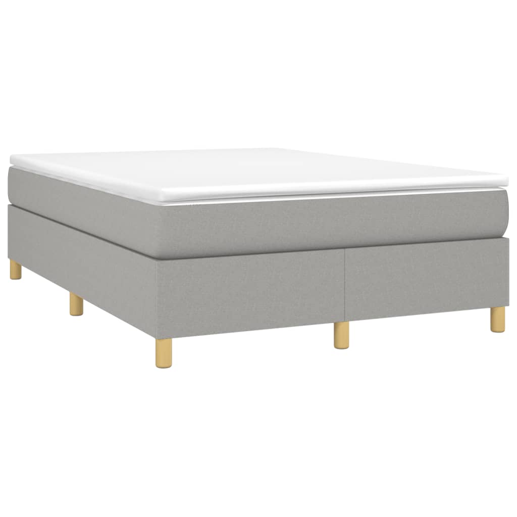 vidaXL Box Spring Bed Frame Light Grey 137x190 cm Full Fabric