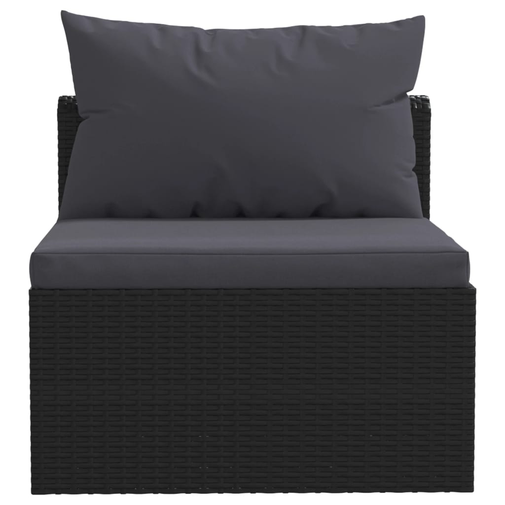 vidaXL 5 Piece Garden Lounge Set with Cushions Poly Rattan Black