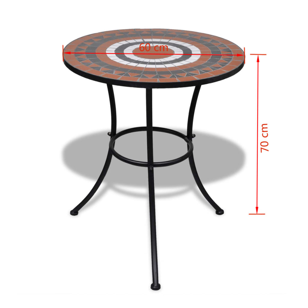 vidaXL Bistro Table Terracotta and White 60 cm Mosaic