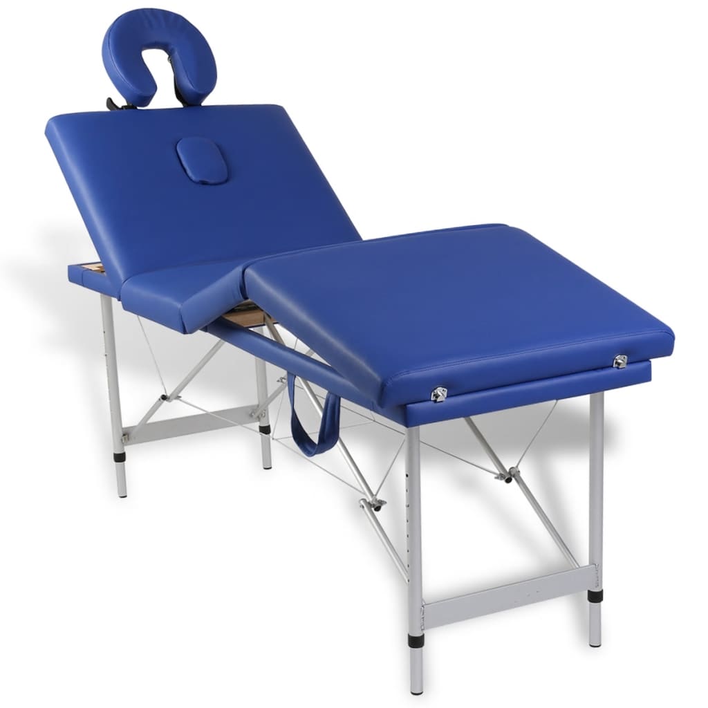 Blue Foldable Massage Table 4 Zones with Aluminium Frame