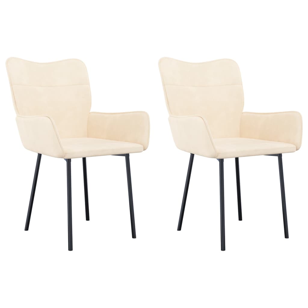 vidaXL Dining Chairs 2 pcs Cream Velvet