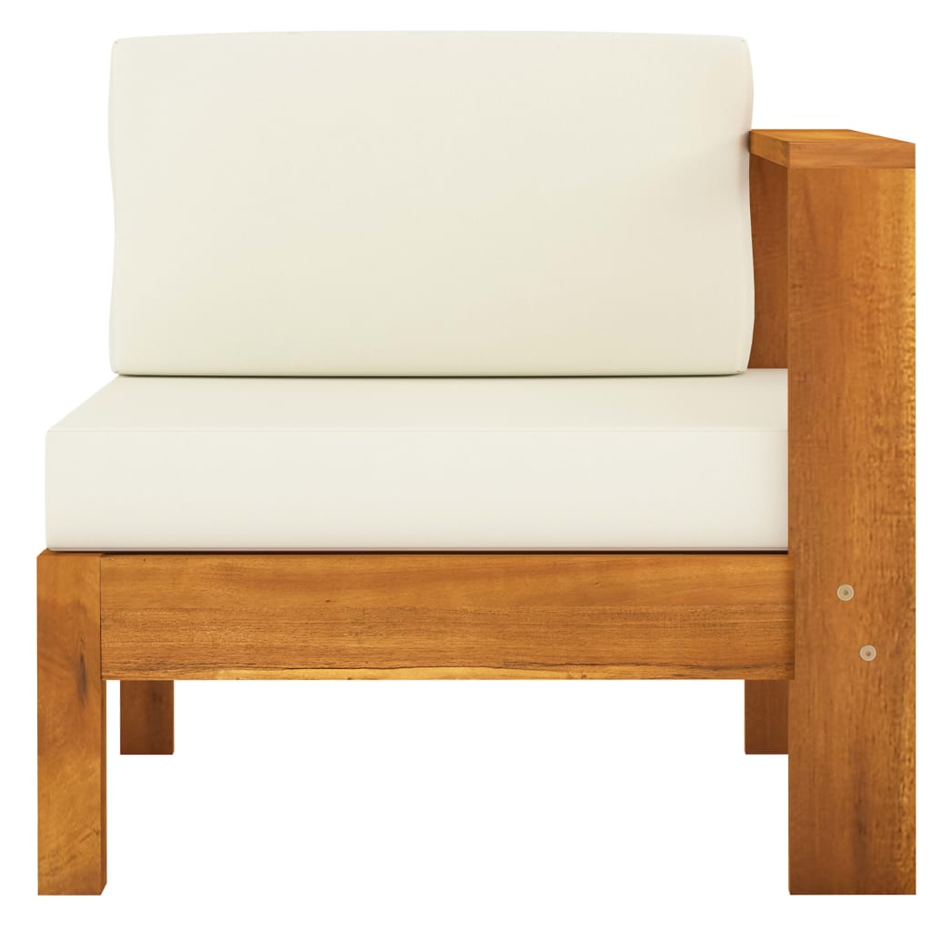 vidaXL Middle Sofa with 1 Armrest Cream White Solid Acacia Wood