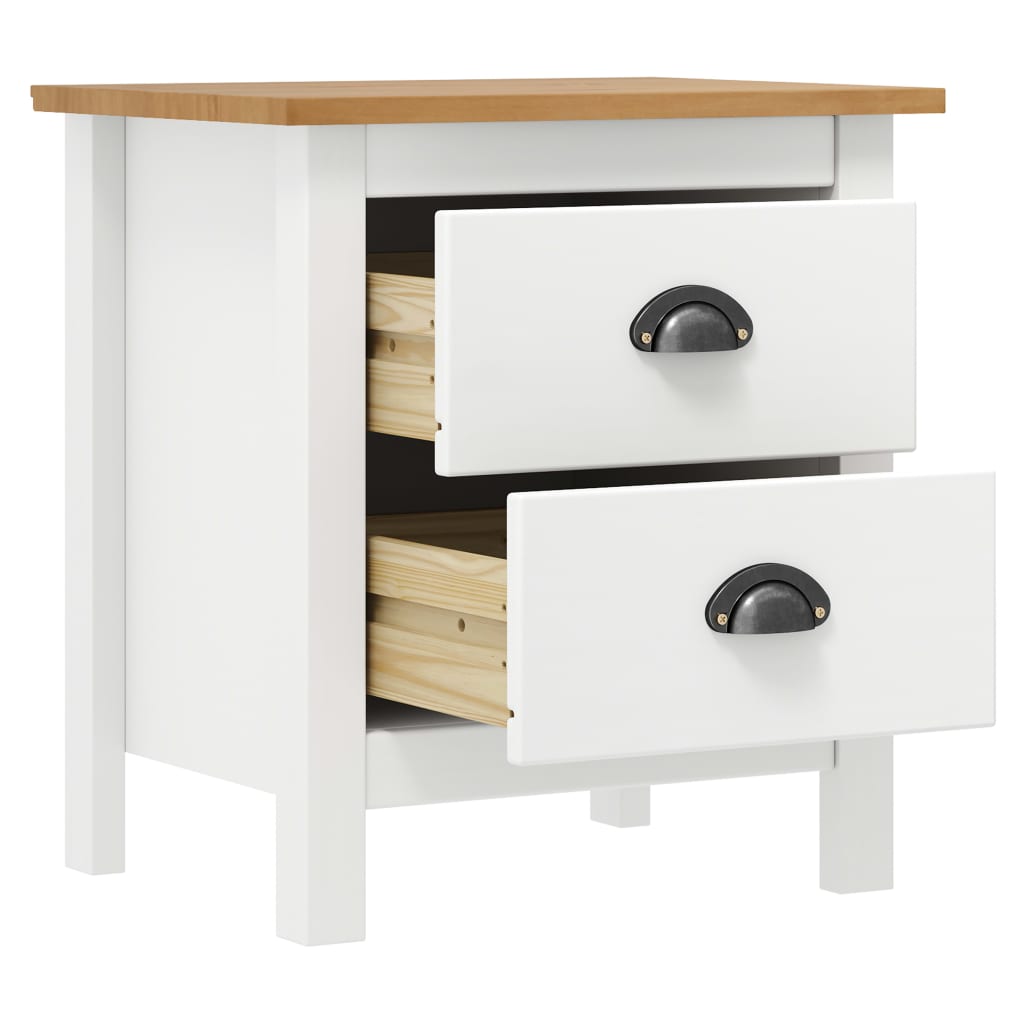 vidaXL Bedside Cabinet Hill White 46x35x49.5 cm Solid Pine Wood