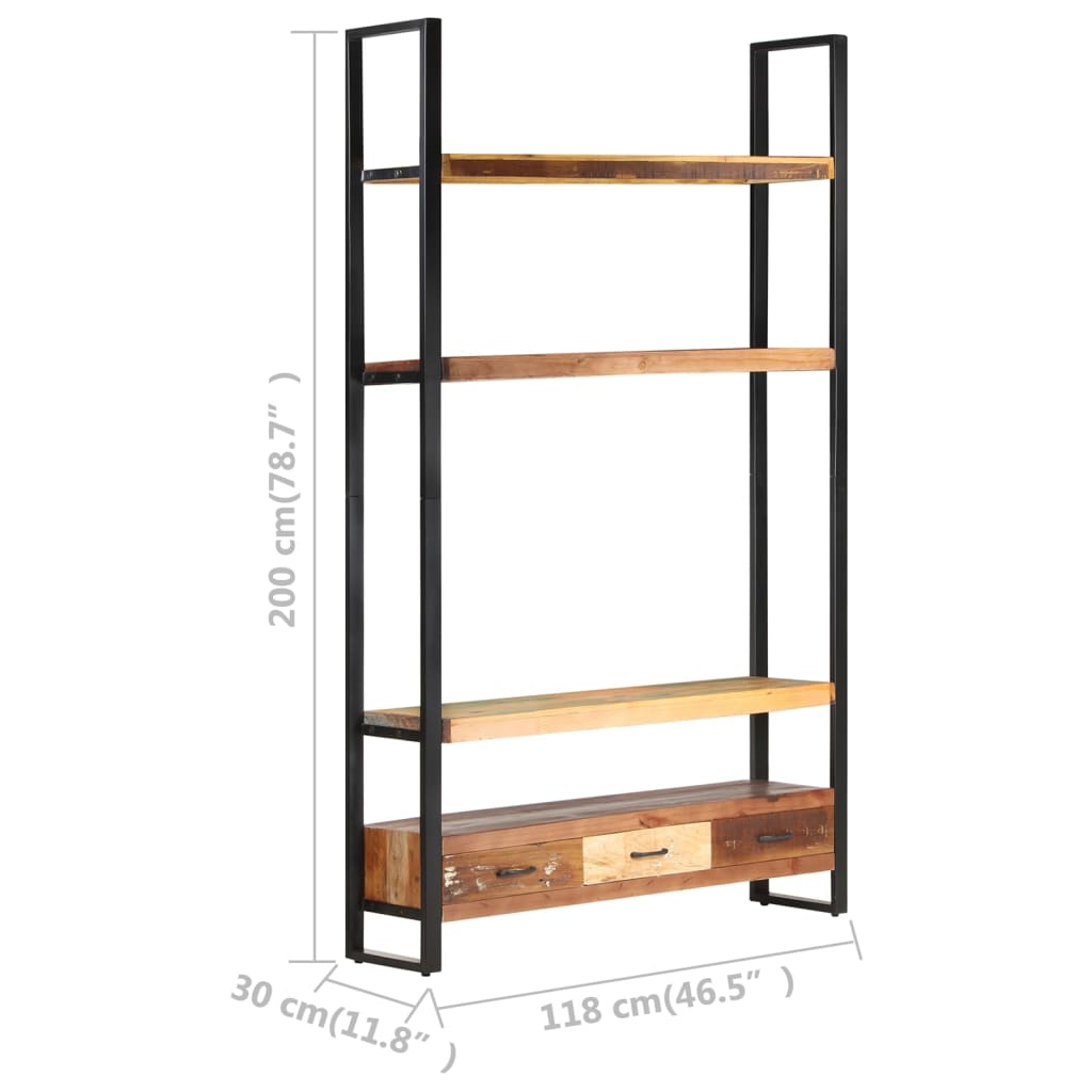 vidaXL Bookshelf 118x30x200 cm Solid Reclaimed Wood