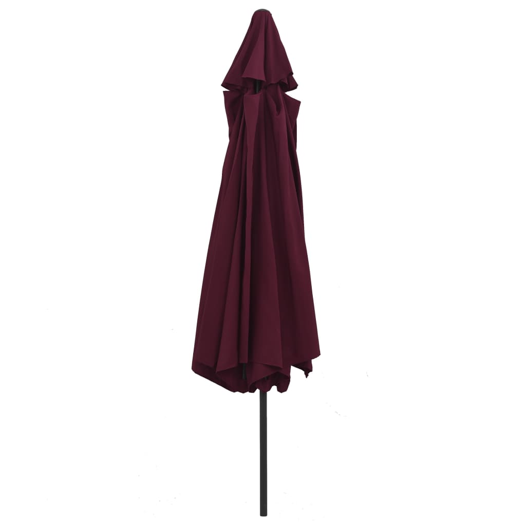 vidaXL Garden Parasol with Metal Pole 390 cm Bordeaux Red