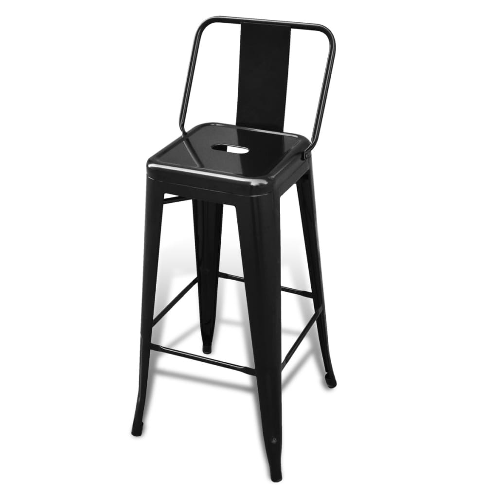 vidaXL Bar Stools 2 pcs Black Steel