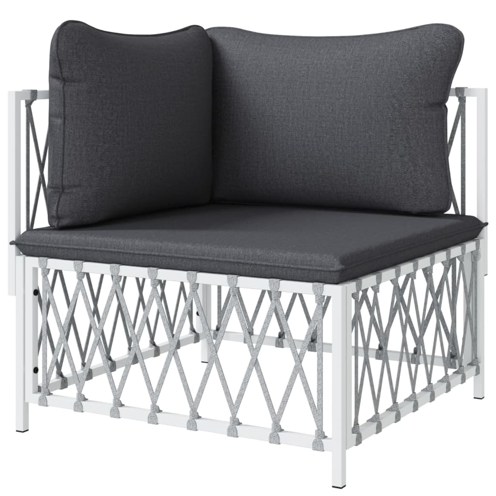 vidaXL Garden Corner Sofa with Cushions White Woven Fabric