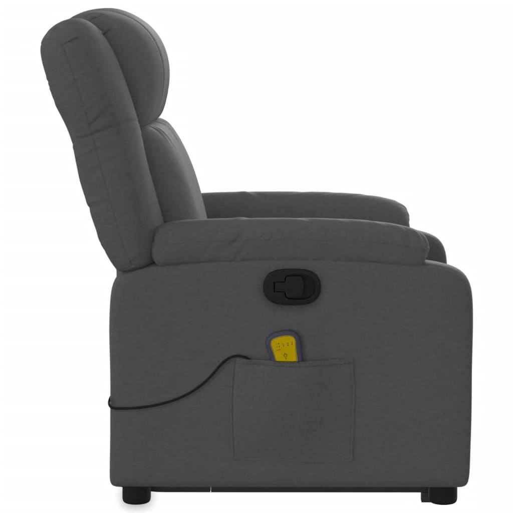 vidaXL Stand up Massage Recliner Chair Dark Grey Fabric