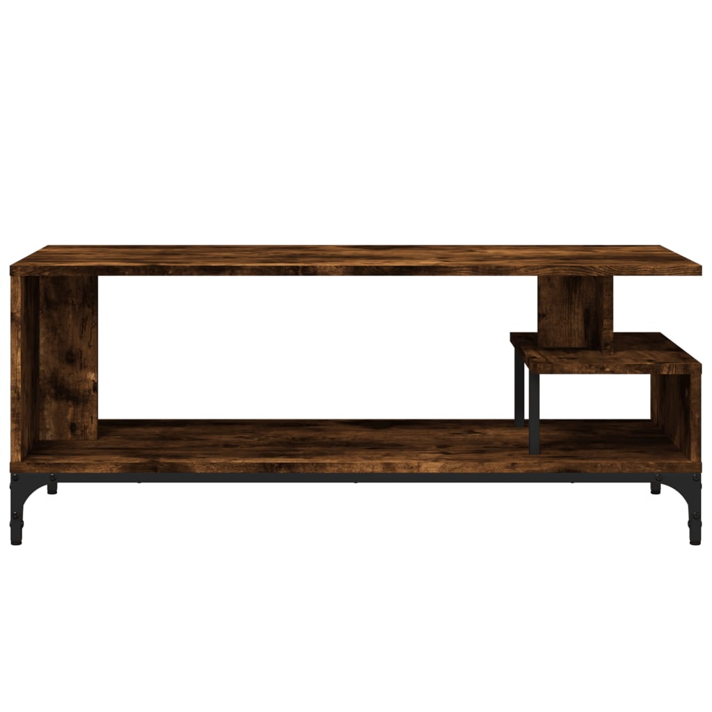 vidaXL TV Cabinet Smoked Oak 102x40x41 cm Engineered Wood and Powder-coated Steel