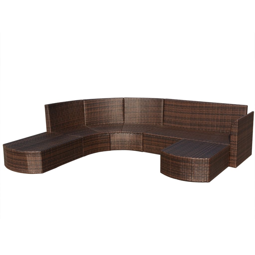 vidaXL 4 Piece Garden Lounge Set with Cushions Poly Rattan Brown