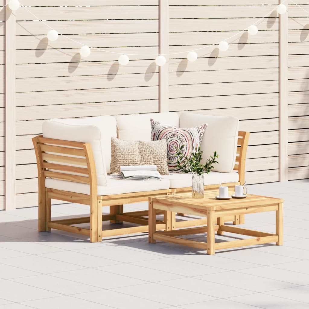 vidaXL Garden Sofa with Cushions 2-Seater Solid Wood Acacia
