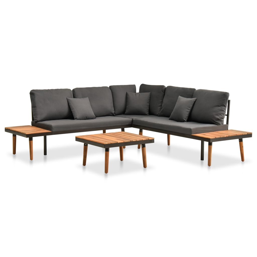 vidaXL 4 Piece Garden Lounge Set with Cushions Solid Acacia Wood