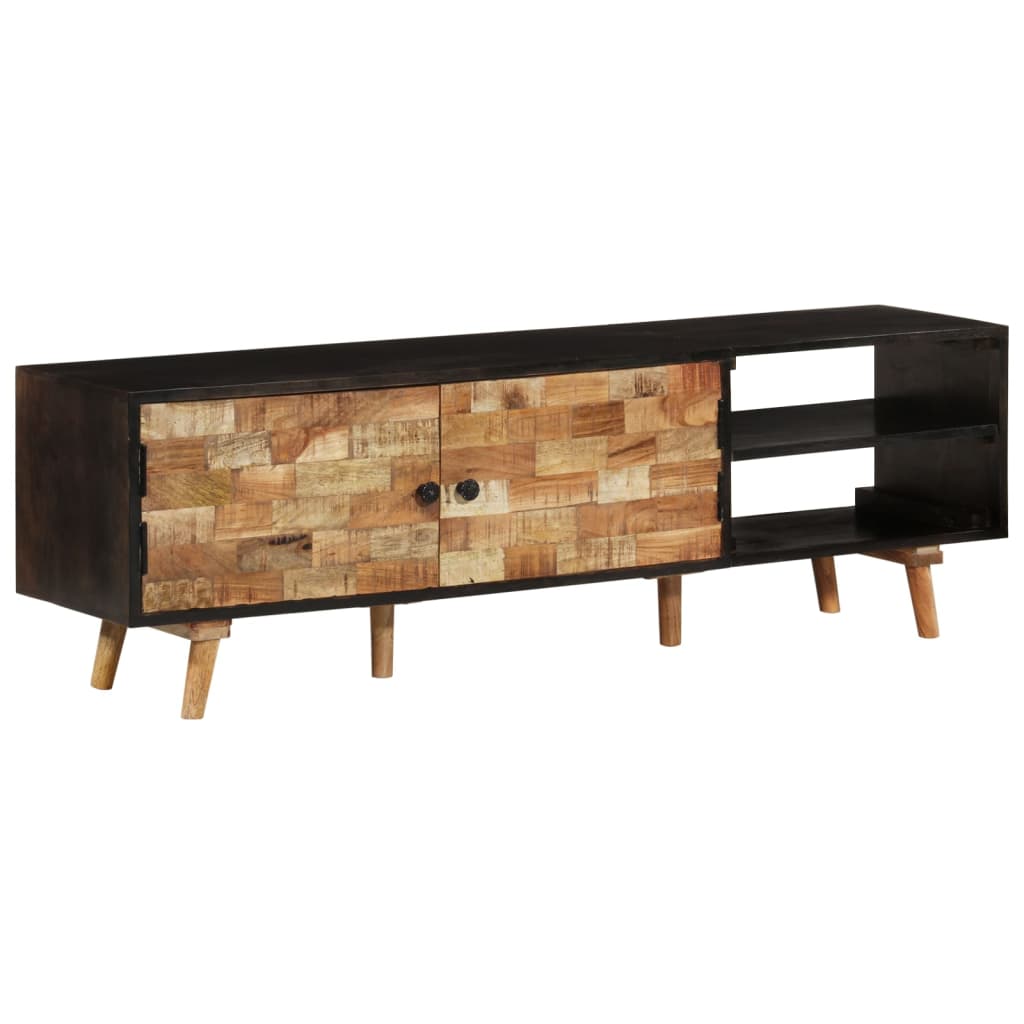 vidaXL TV Cabinet 140x30x45 cm Rough Mango Wood and Solid Acacia Wood