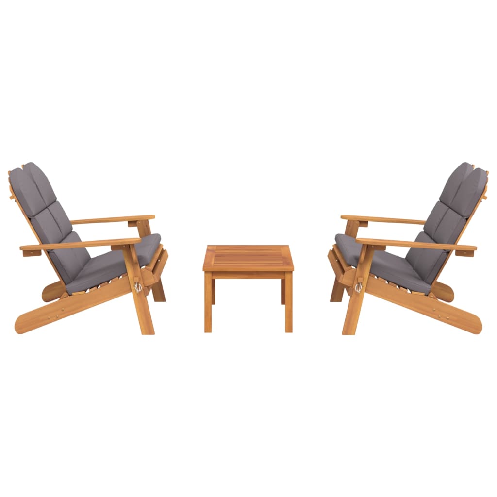 vidaXL 3 Piece Adirondack Garden Lounge Set Solid Wood Acacia