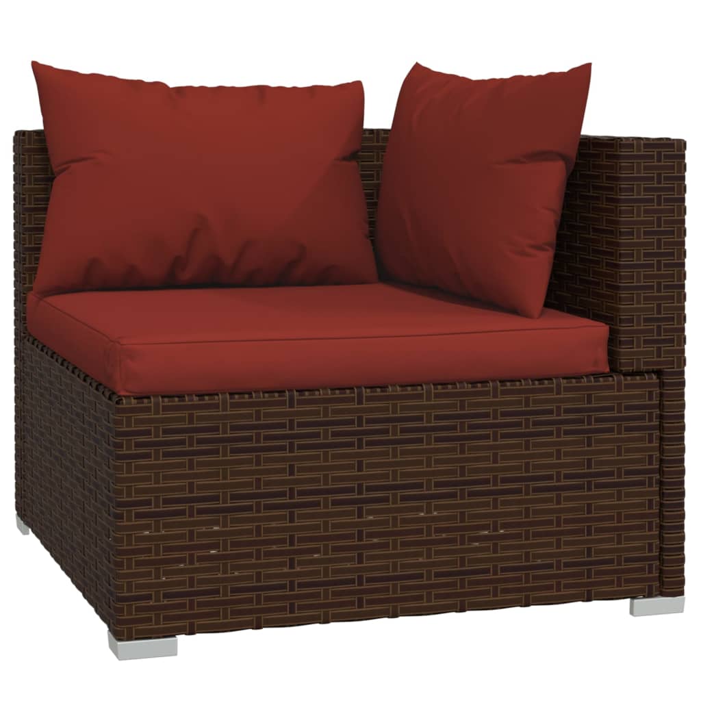 vidaXL 7 Piece Garden Lounge Set with Cushions Poly Rattan Brown