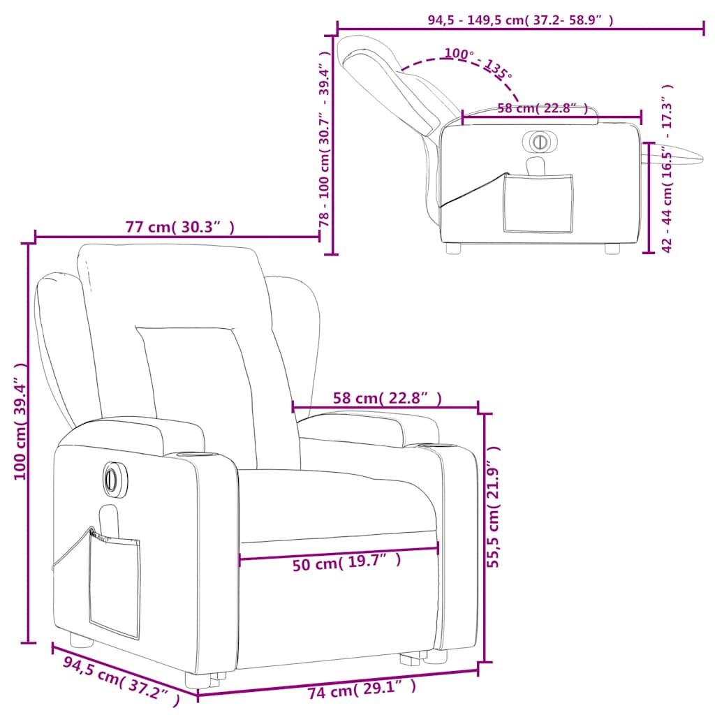 vidaXL Electric Stand up Massage Recliner Chair Dark Green Fabric