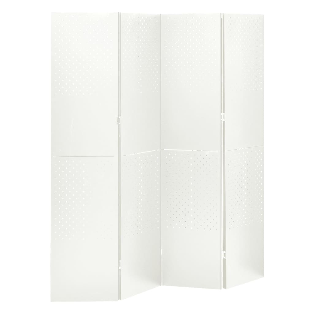 vidaXL 4-Panel Room Divider White 160x180 cm Steel