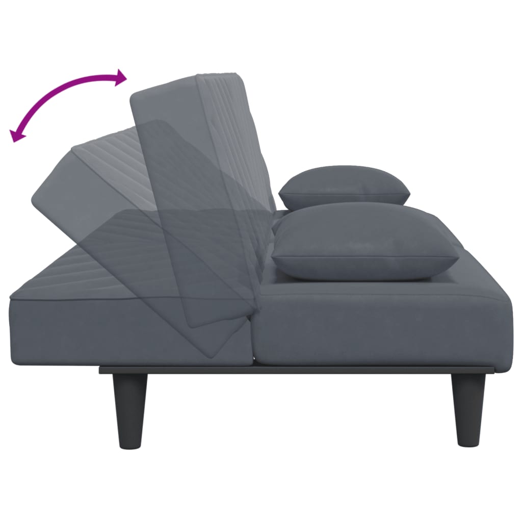 vidaXL 2 Piece Sofa Set with Pillows Dark Grey Velvet