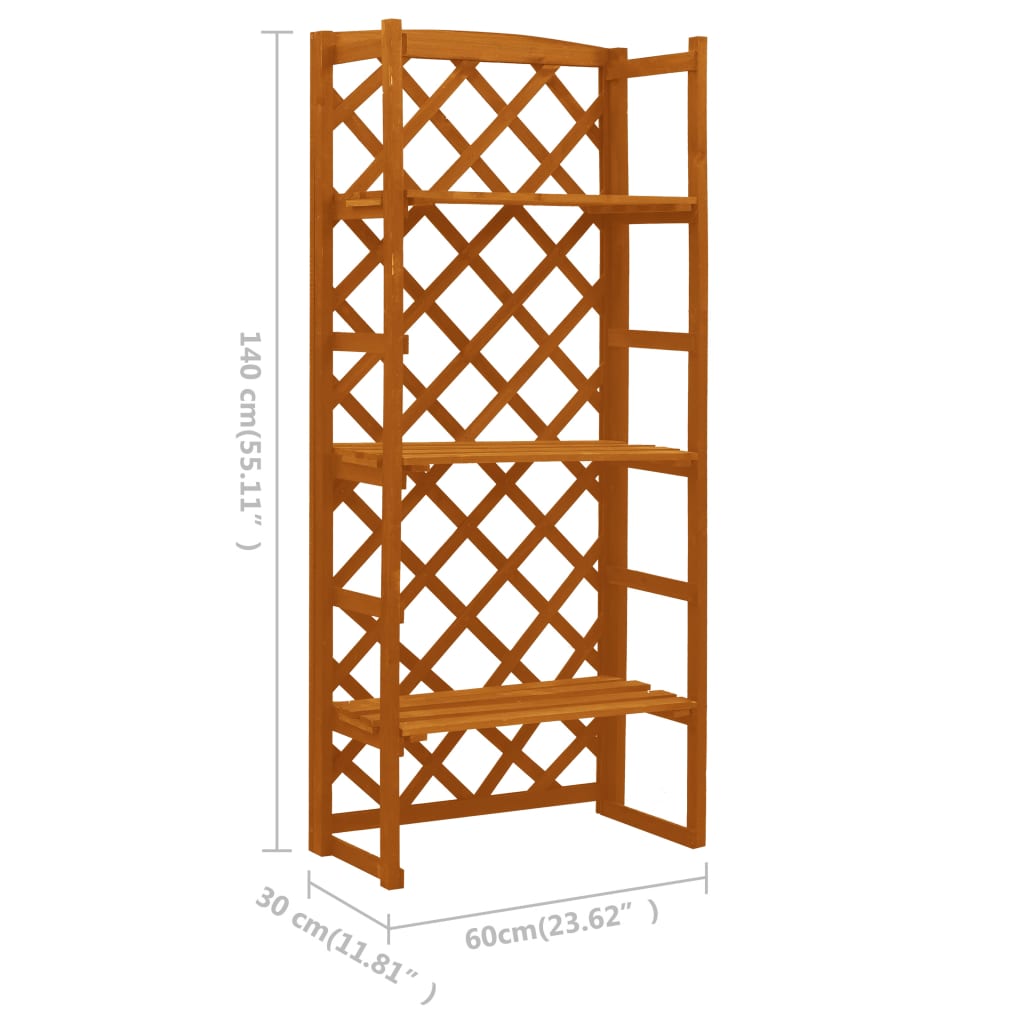 vidaXL Garden Trellis Planter with Shelves Orange 60x30x140 cm Solid Firwood