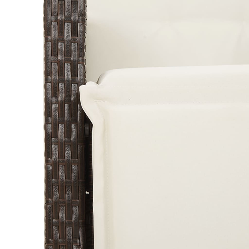 vidaXL 5 Piece Garden Dining Set with Cushions Brown Poly Rattan