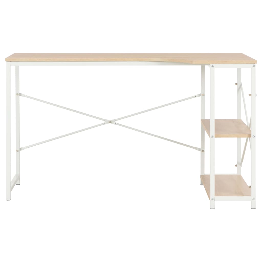 vidaXL Computer Desk White and Oak 120x72x70 cm