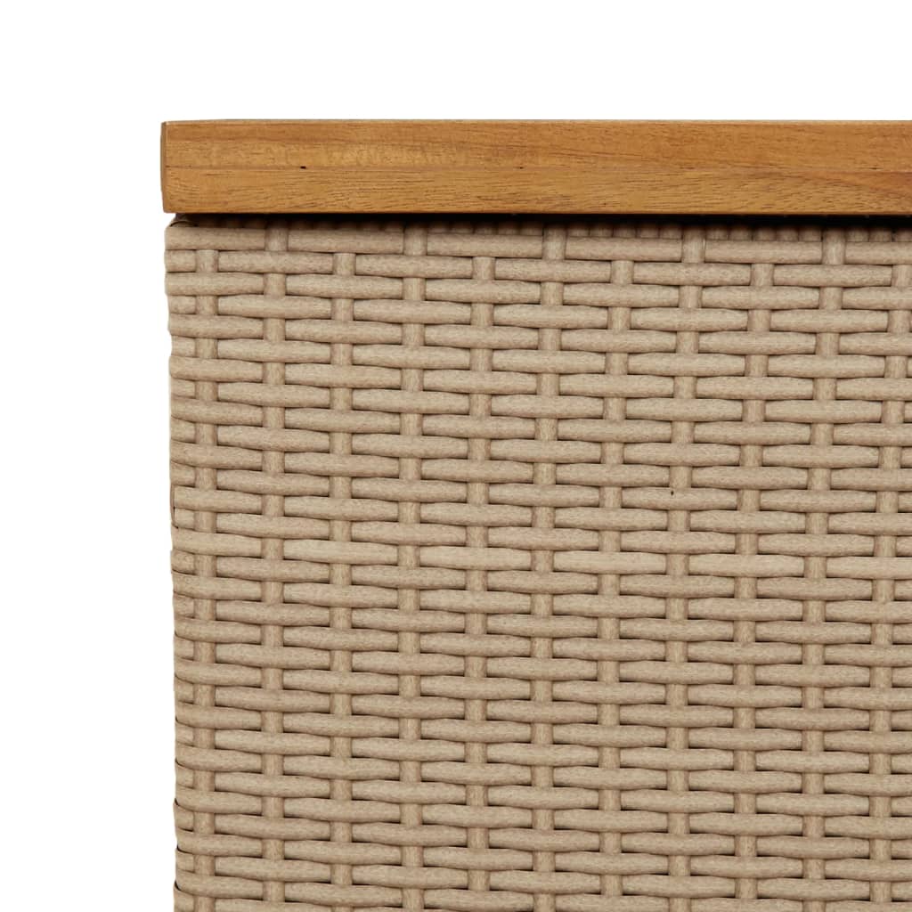 vidaXL Garden Storage Box Beige 80x40x48 cm Poly Rattan Acacia Wood