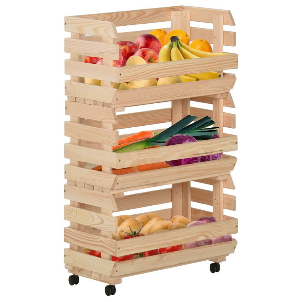 vidaXL Vegetable Trolley 37x30x80 cm Solid Pinewood