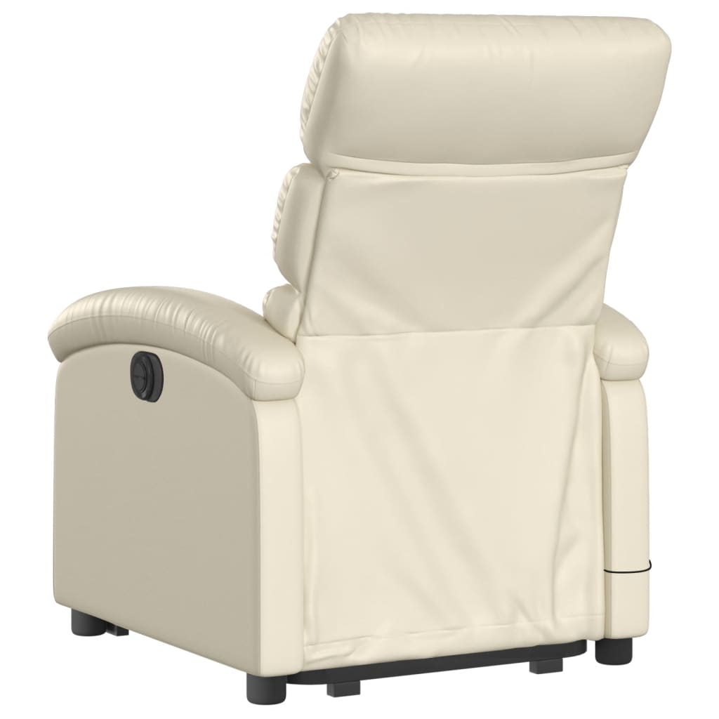 vidaXL Stand up Massage Recliner Chair Cream Faux Leather