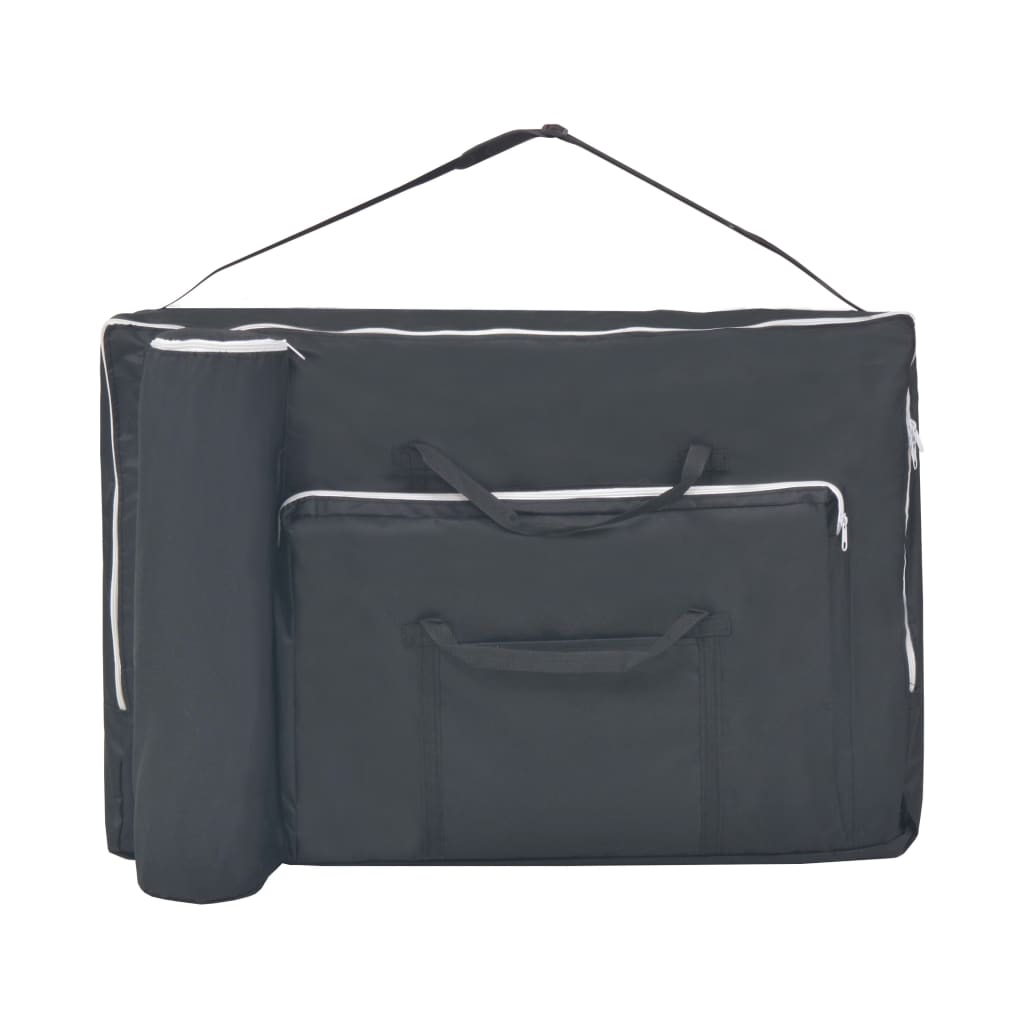 vidaXL 3-Zone Folding Massage Table 10 cm Thick Black
