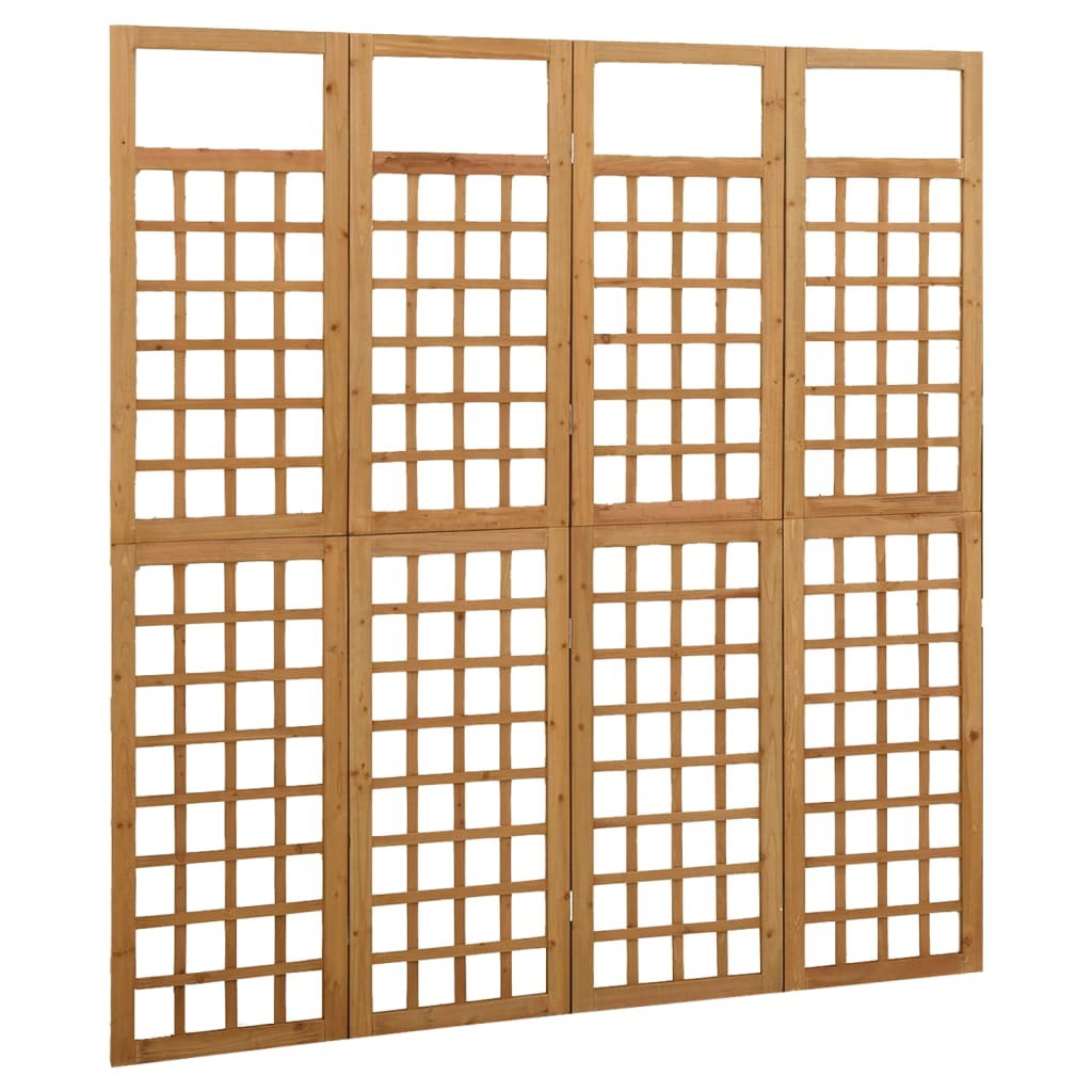 vidaXL 4-Panel Room Divider/Trellis Solid Fir Wood 161x180 cm