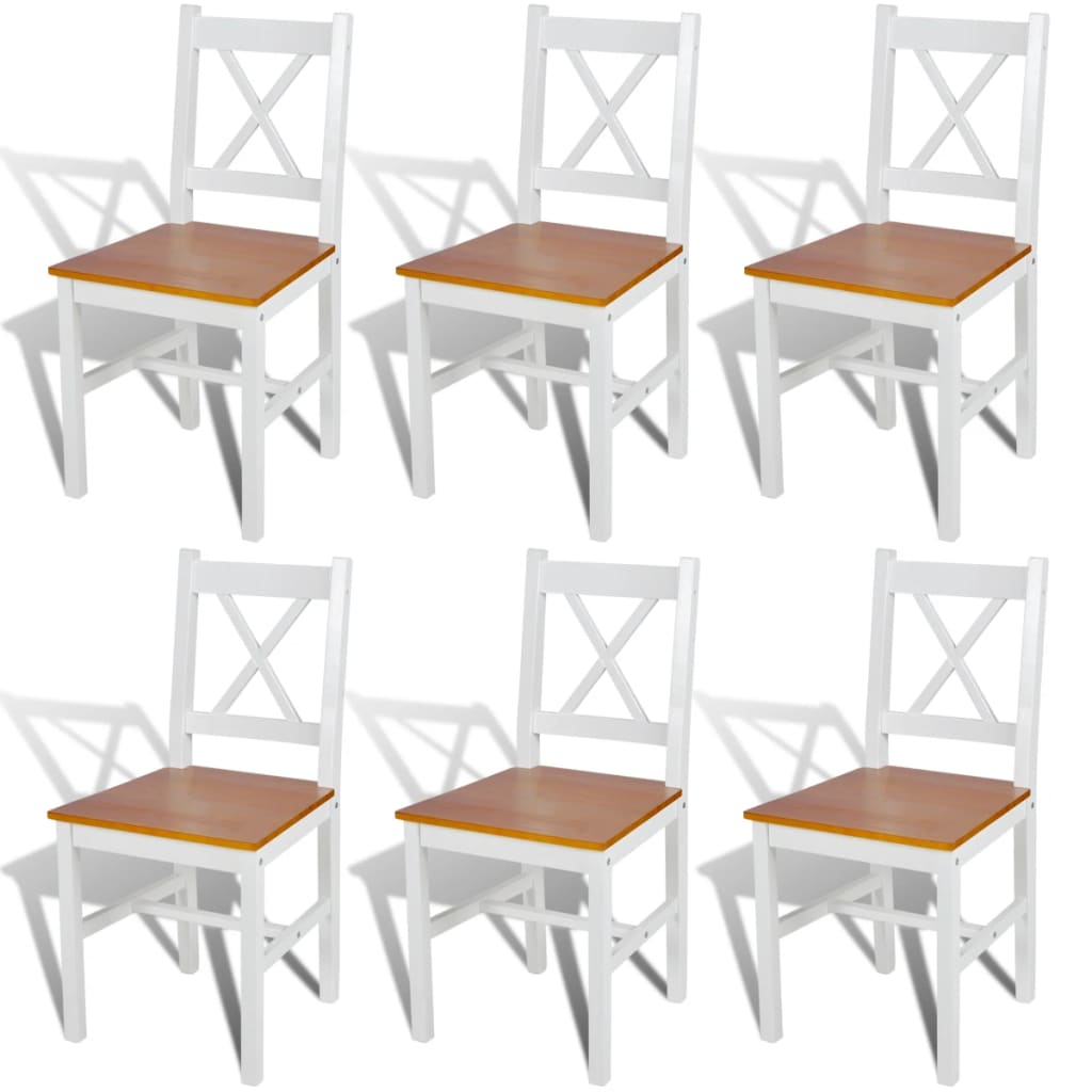 vidaXL Dining Chairs 6 pcs White Pinewood